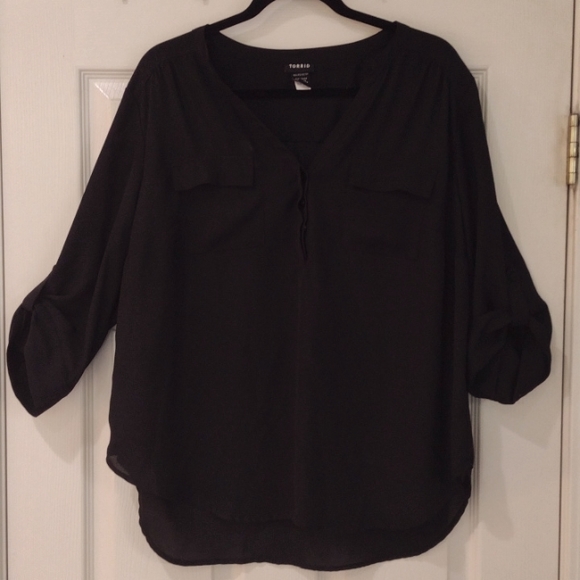 Torrid- Black Georgette pullover blouse - Picture 3 of 4